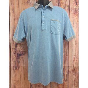 Travis Mathew Mens Polo Large Blue Gray Contrast Trim